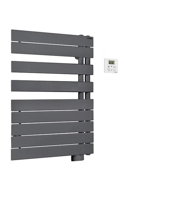 grossiste en ligne Castorama Sèche-serviettes électrique à Inertie Fluide Acova Alpaga Asymétrique Anthracite 500W 1