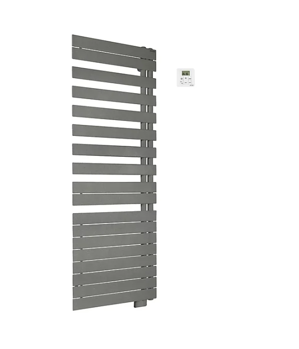 mode pas cher Castorama Sèche-serviettes électrique à Inertie Fluide Acova Alpaga Asymétrique Grey Aluminium 1000W 1